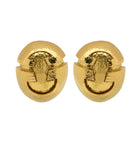 David Webb Earrings - Textured 18K Yellow Gold Button Design displayed against a neutral background, highlighting their sculptural beauty and luxurious craftsmanship by Vivid Diamonds.