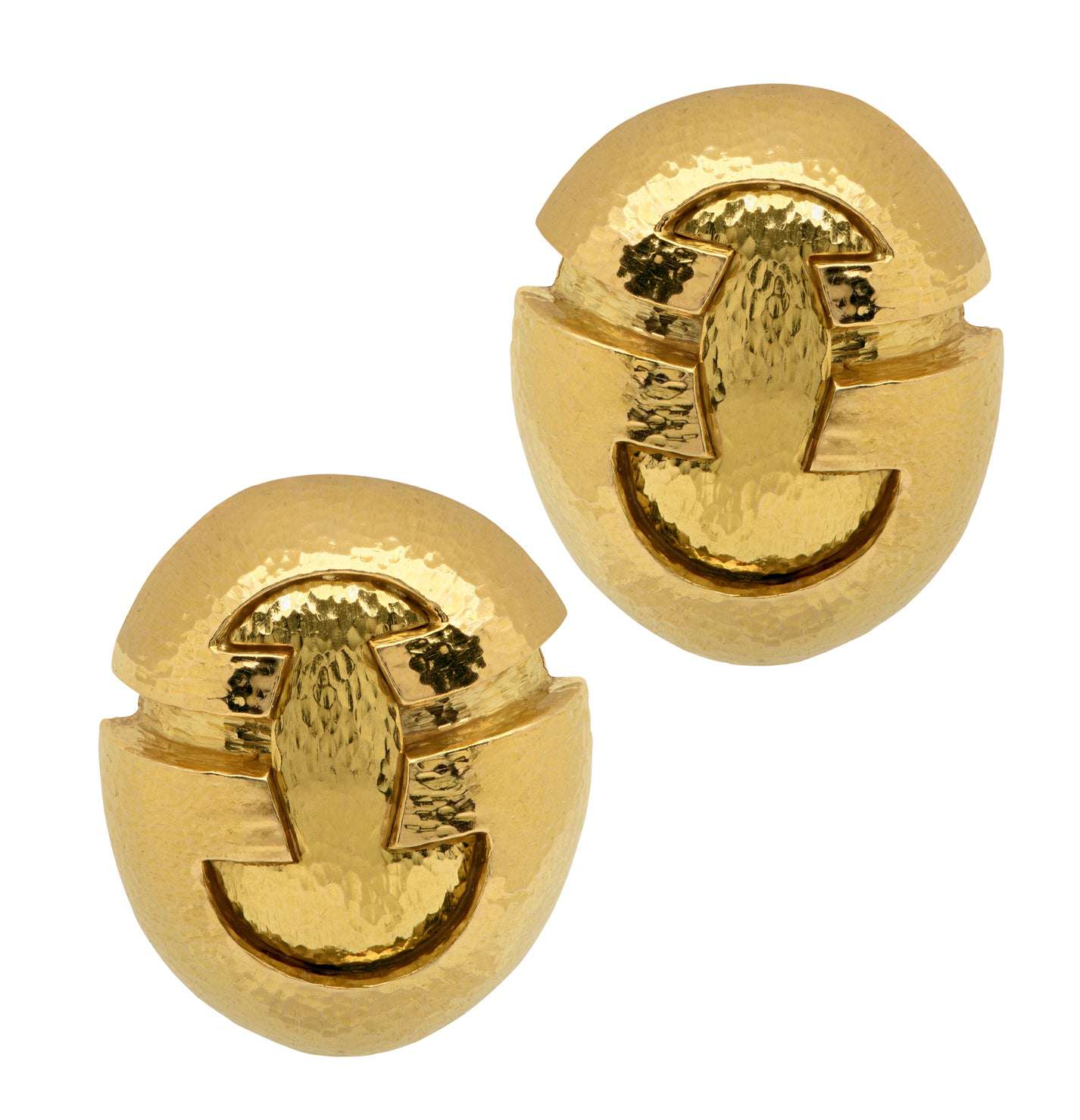 David Webb Earrings featuring a Textured 18K Yellow Gold Button Design, showcasing timeless elegance and exquisite craftsmanship by Vivid Diamonds.