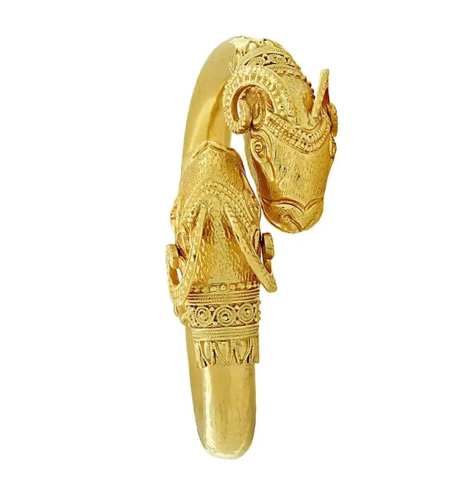 22 Karat Gold Double Bypass Rams' Head Bangle Bracelet -V46497 - Vivid Diamonds