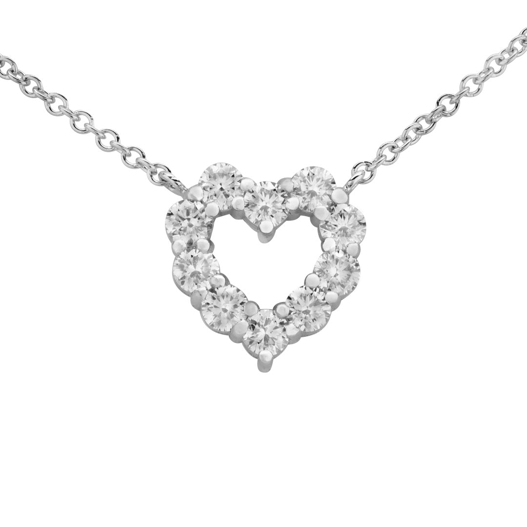 18k White Gold Diamond Heart Pendant Necklace- V53108 – Vivid Diamonds