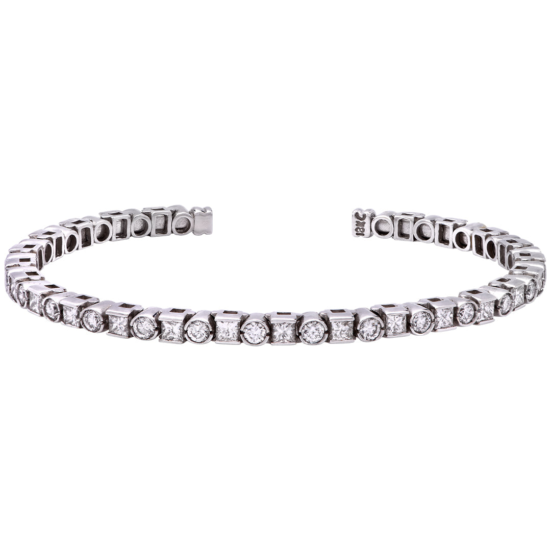 JB Star 18k White Gold Diamond Cuff Bracelet- V53473 – Vivid Diamonds