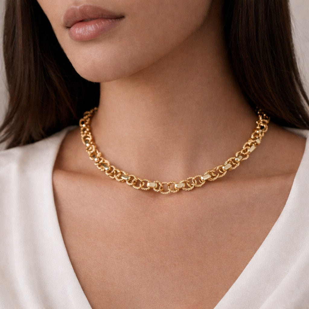 18k Yellow Gold Woven Italian Necklace- V53496 – Vivid Diamonds
