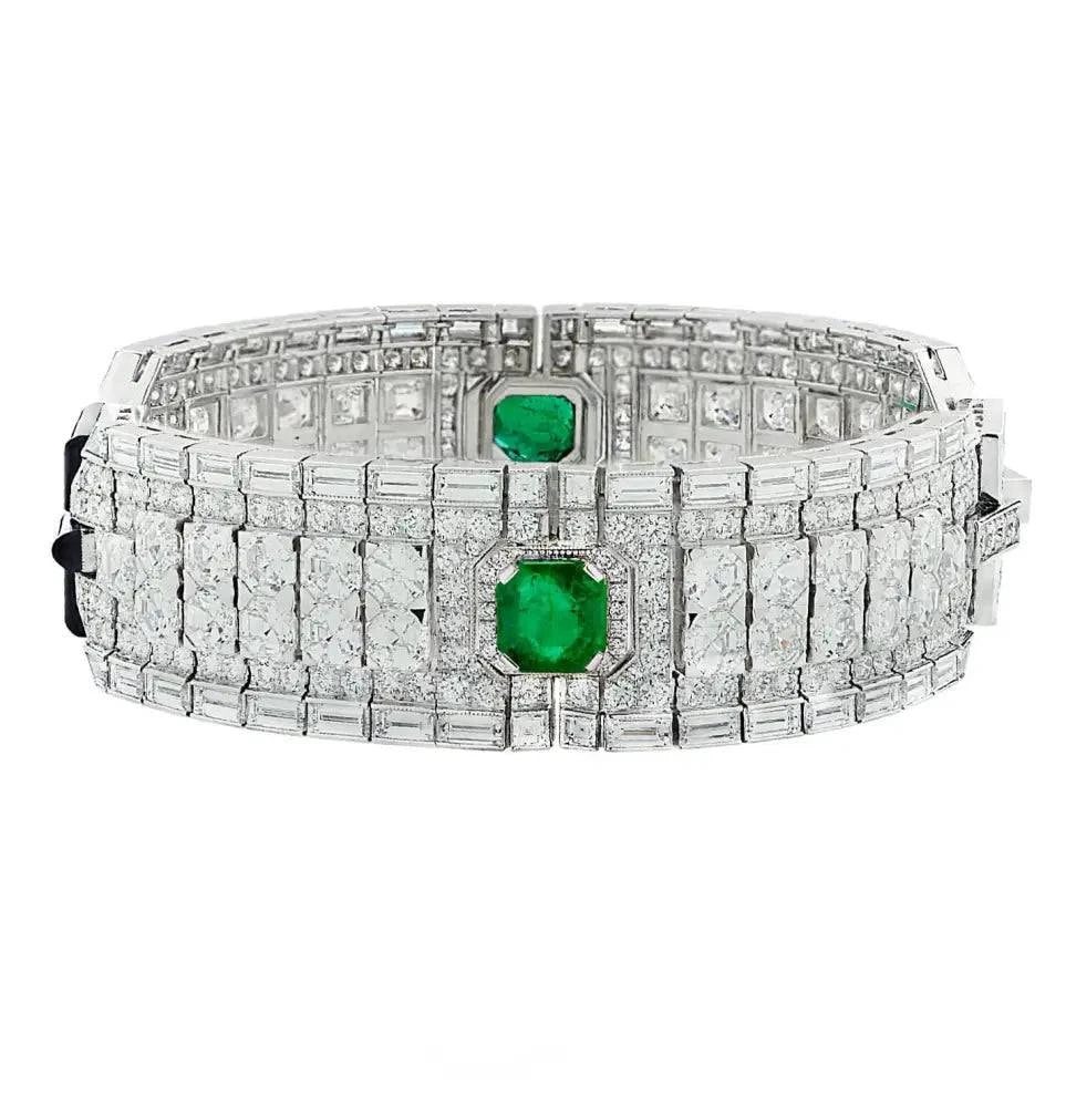 25.12 Carat Ascher Cut Diamond & Emerald Bracelet - V43558 - Vivid Diamonds