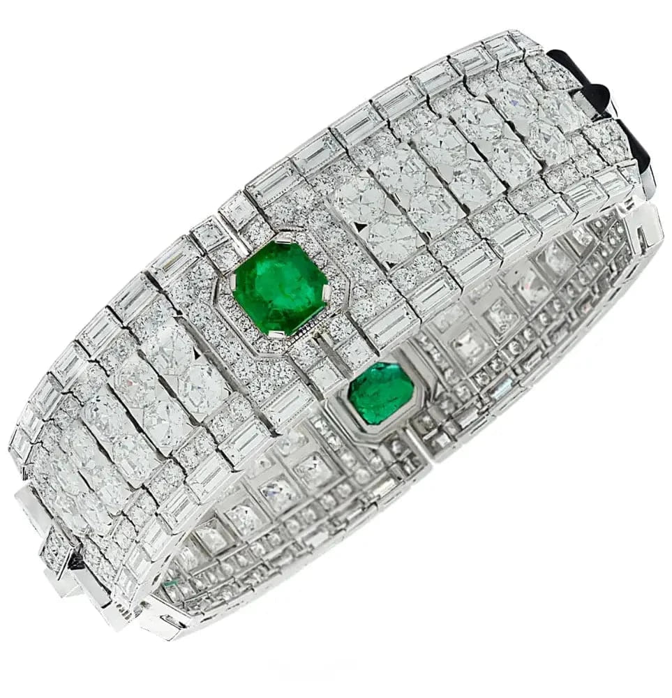 25.12 Carat Ascher Cut Diamond & Emerald Bracelet - V43558 - Vivid Diamonds