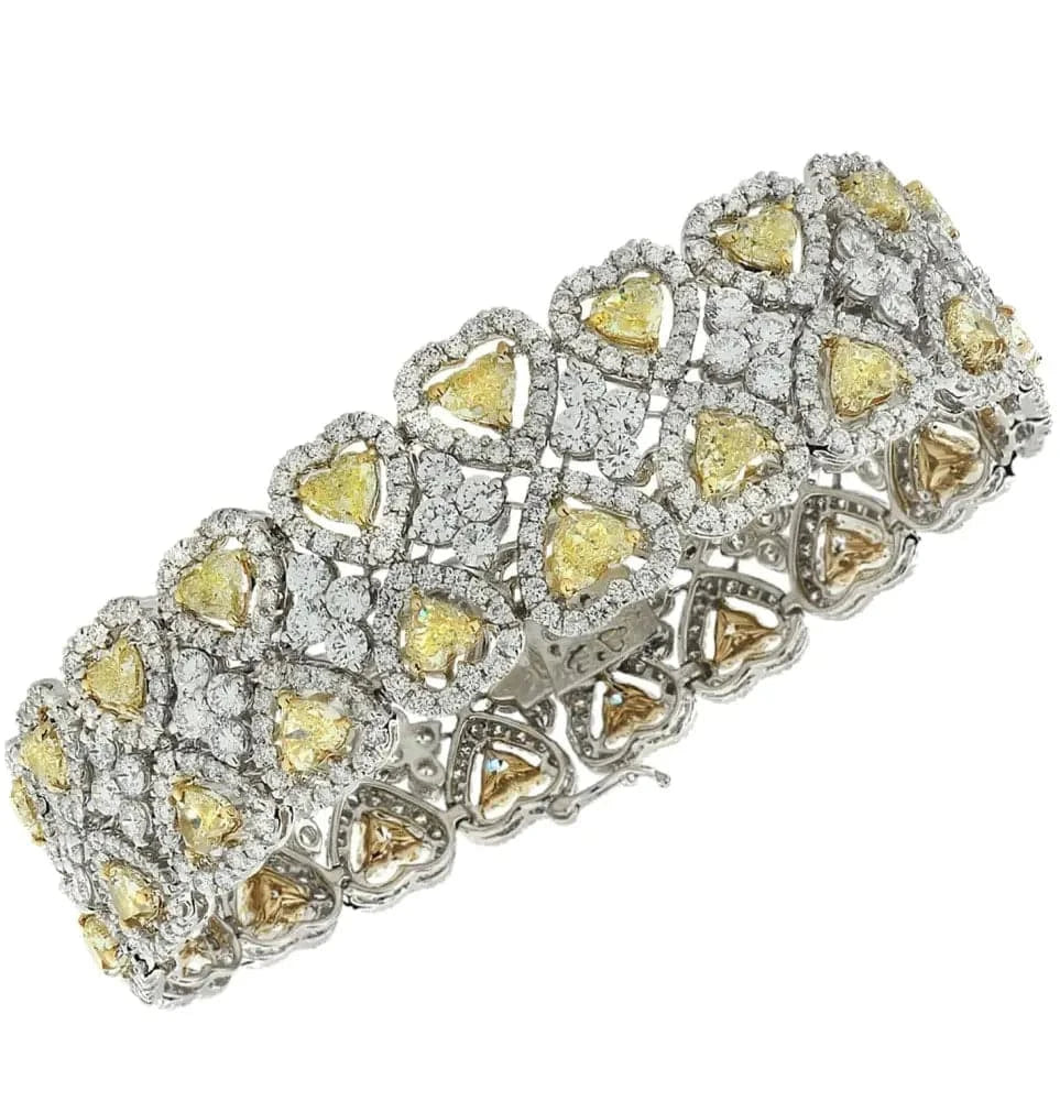 26.04 Carat Fancy Yellow Heart Shape Diamond Halo Bracelet - V37984 - Vivid Diamonds