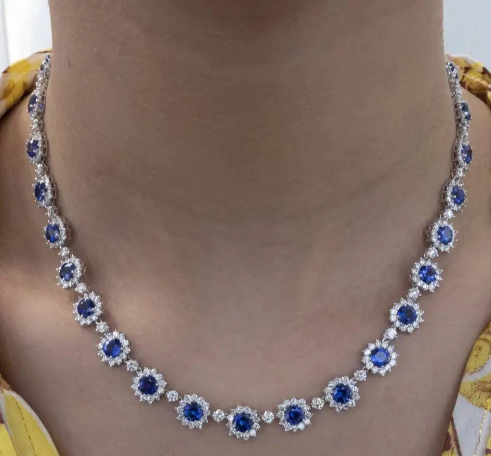 33.34 Carat Sapphire and White Diamond Necklace -V42519 - Vivid Diamonds