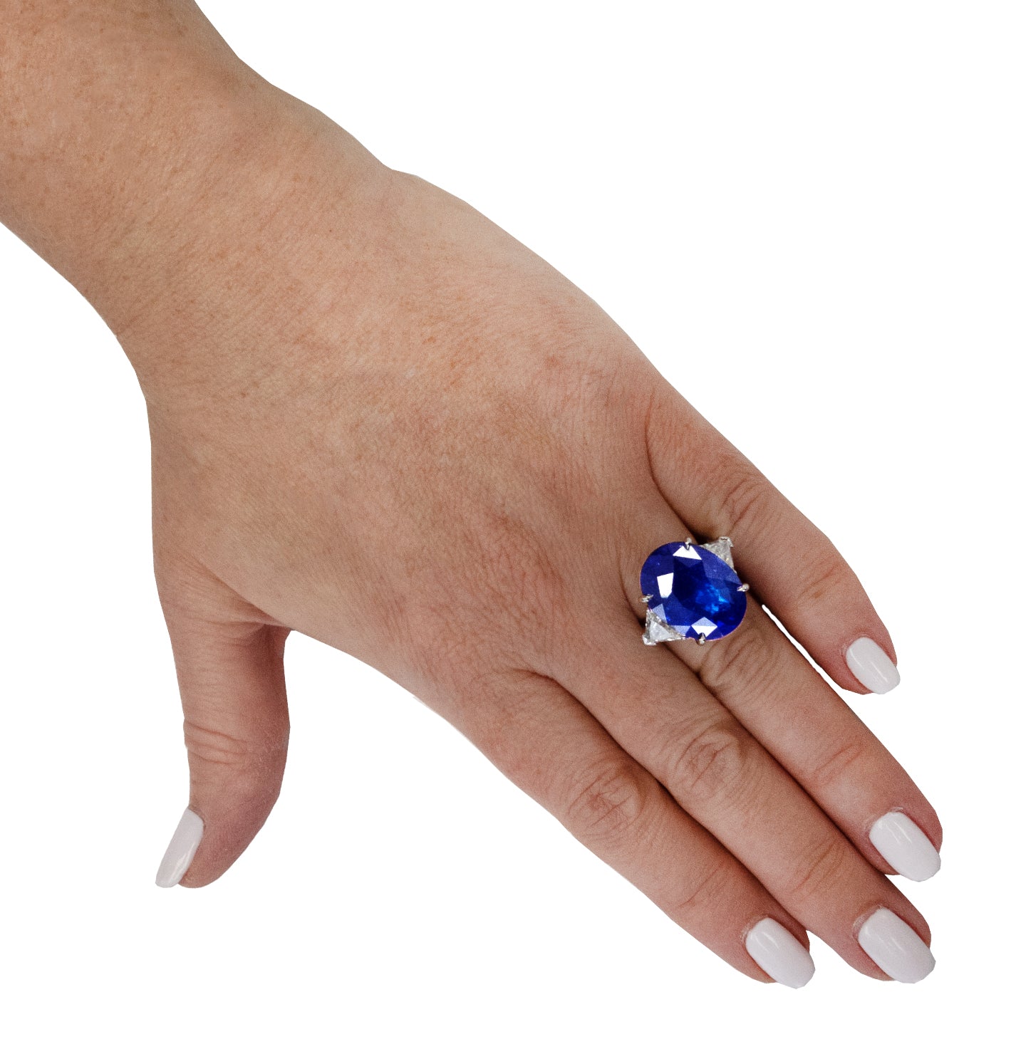 Vivid Diamonds AGL Certified 21.19 Carat Sapphire Diamond Ring