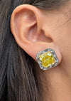 Vivid Diamonds GIA Certified 10.61 Carat Internally Flawless Fancy Intense Yellow Diamond Stud Earrings -V42617 - vividdiamonds