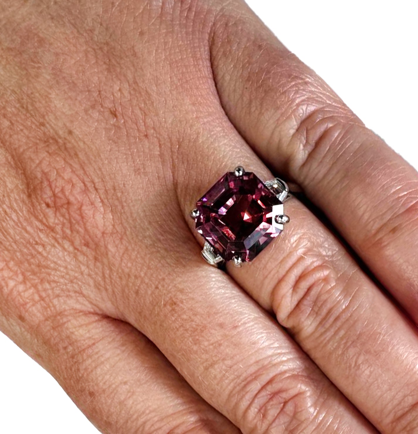 Oscar Heyman 9.8 Carat Ascher Cut Tourmaline & Diamond Ring - V46405 |  Vivid Diamonds Inc