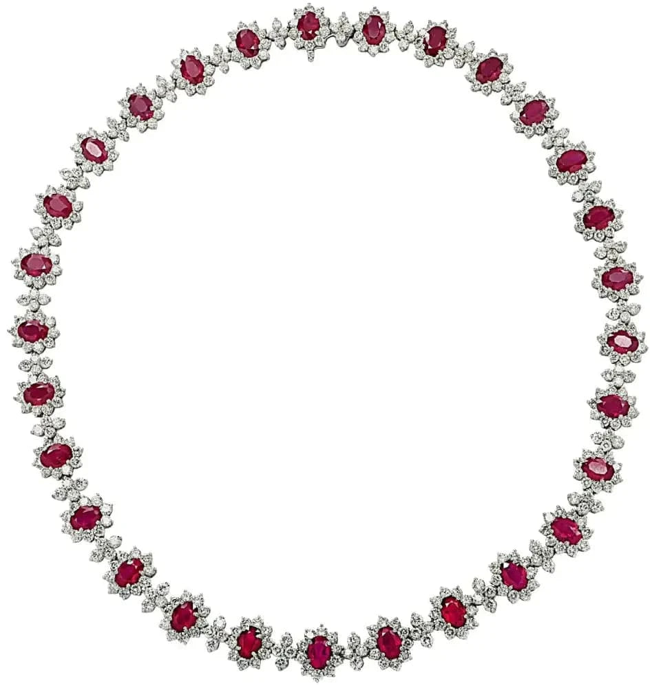 47.25 Carat Burma Ruby and White Diamond Necklace -V42520 - Vivid Diamonds