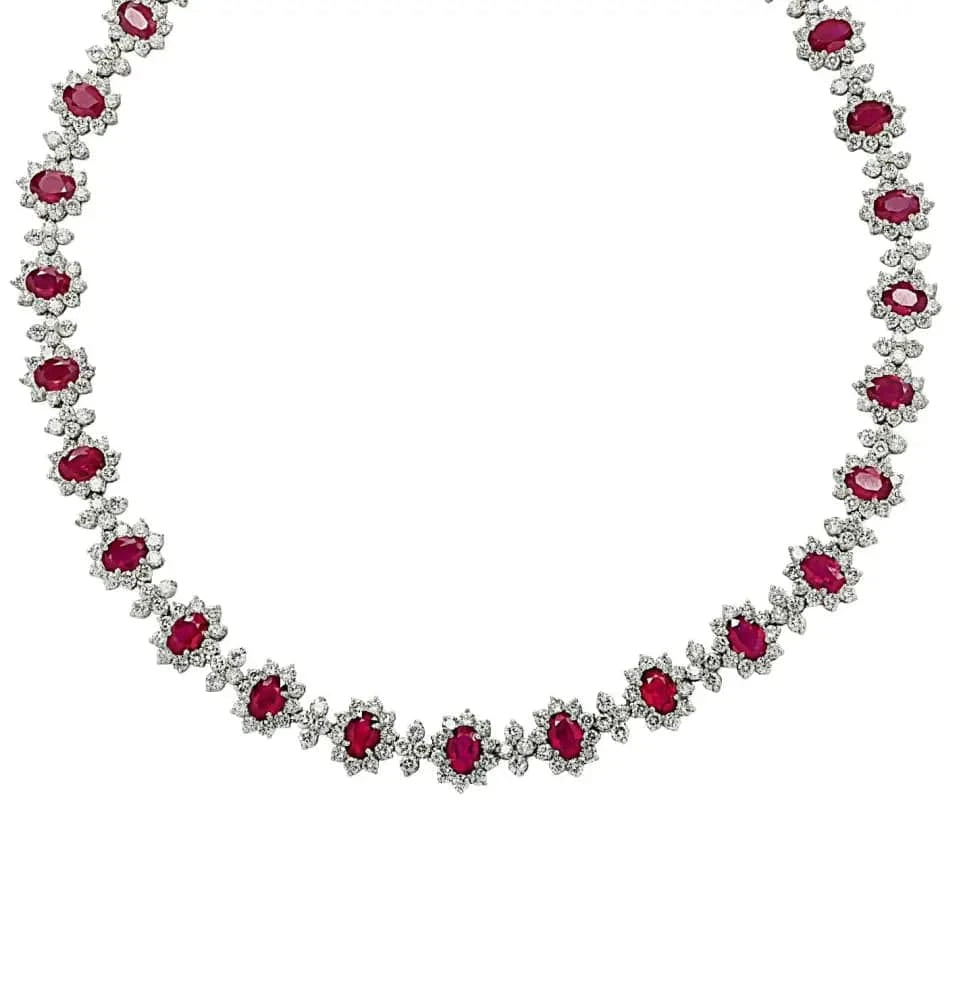 47.25 Carat Burma Ruby and White Diamond Necklace -V42520 - Vivid Diamonds