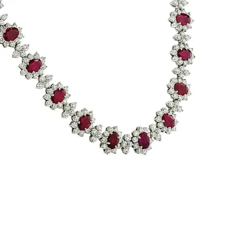 47.25 Carat Burma Ruby and White Diamond Necklace -V42520 - Vivid Diamonds