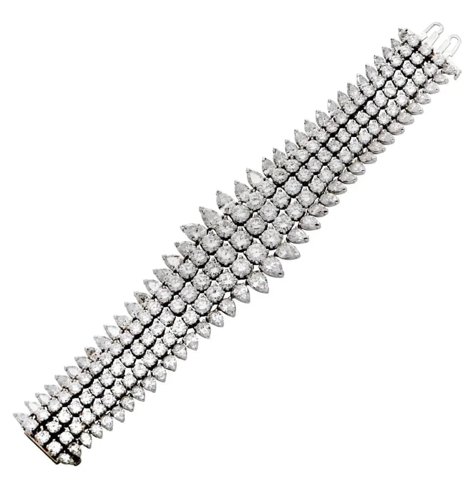 60 Carat Pear and Round Diamond Bracelet in Platinum - V48559 - Vivid Diamonds