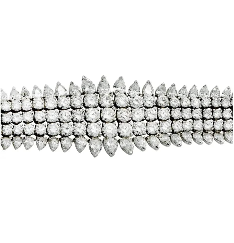 60 Carat Pear and Round Diamond Bracelet in Platinum - V48559 - Vivid Diamonds