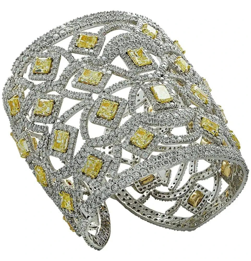 72.44 Carat Fancy Yellow Diamond Cuff Bangle -V38747 - Vivid Diamonds