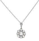 Exquisite 2.25ct Rose Cut Diamond Pendant in Platinum by Vivid Diamonds, featuring a stunning arrangement of rose-cut diamonds with a graceful platinum chain.