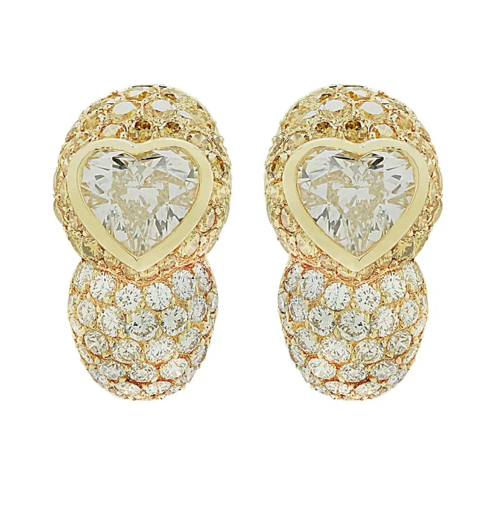 Andre Vassort 4.09 Carat Heart Shape Diamond Bombe Earrings -V46623