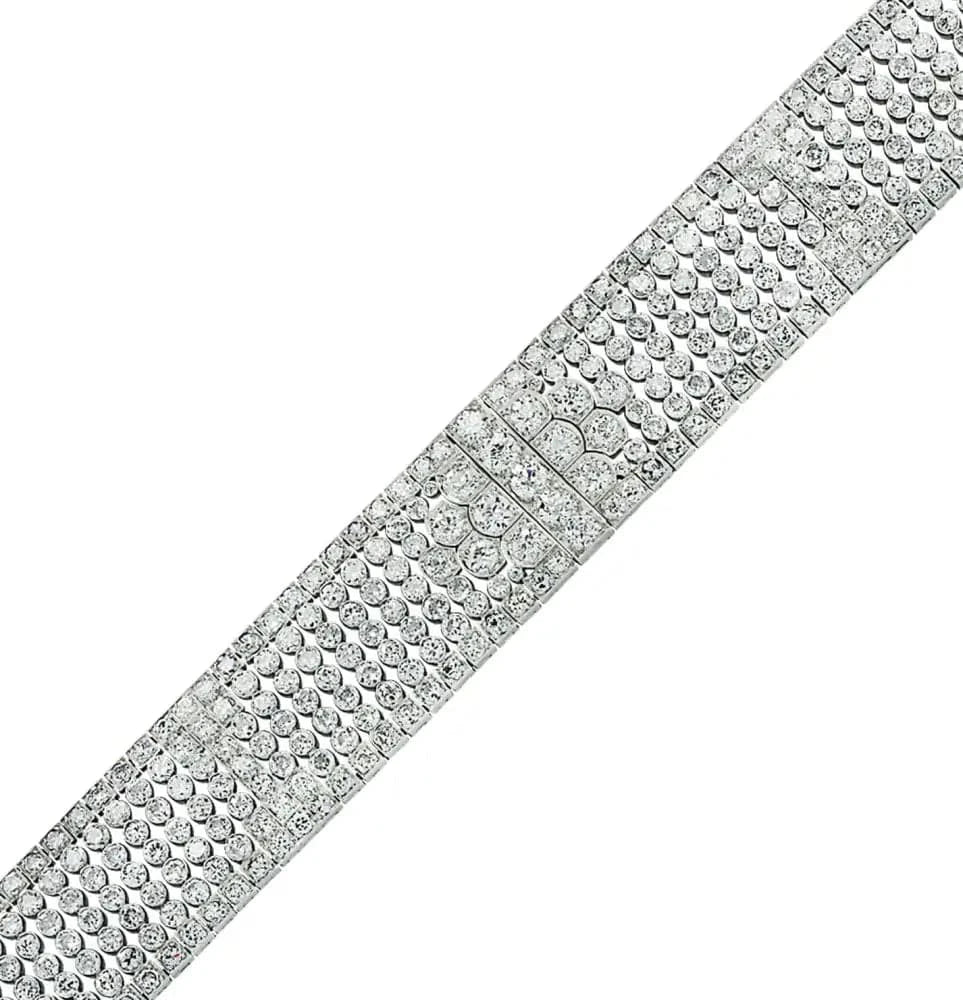 Art Deco 15 Carat Diamond Bangle Bracelet -V36054 - Vivid Diamonds