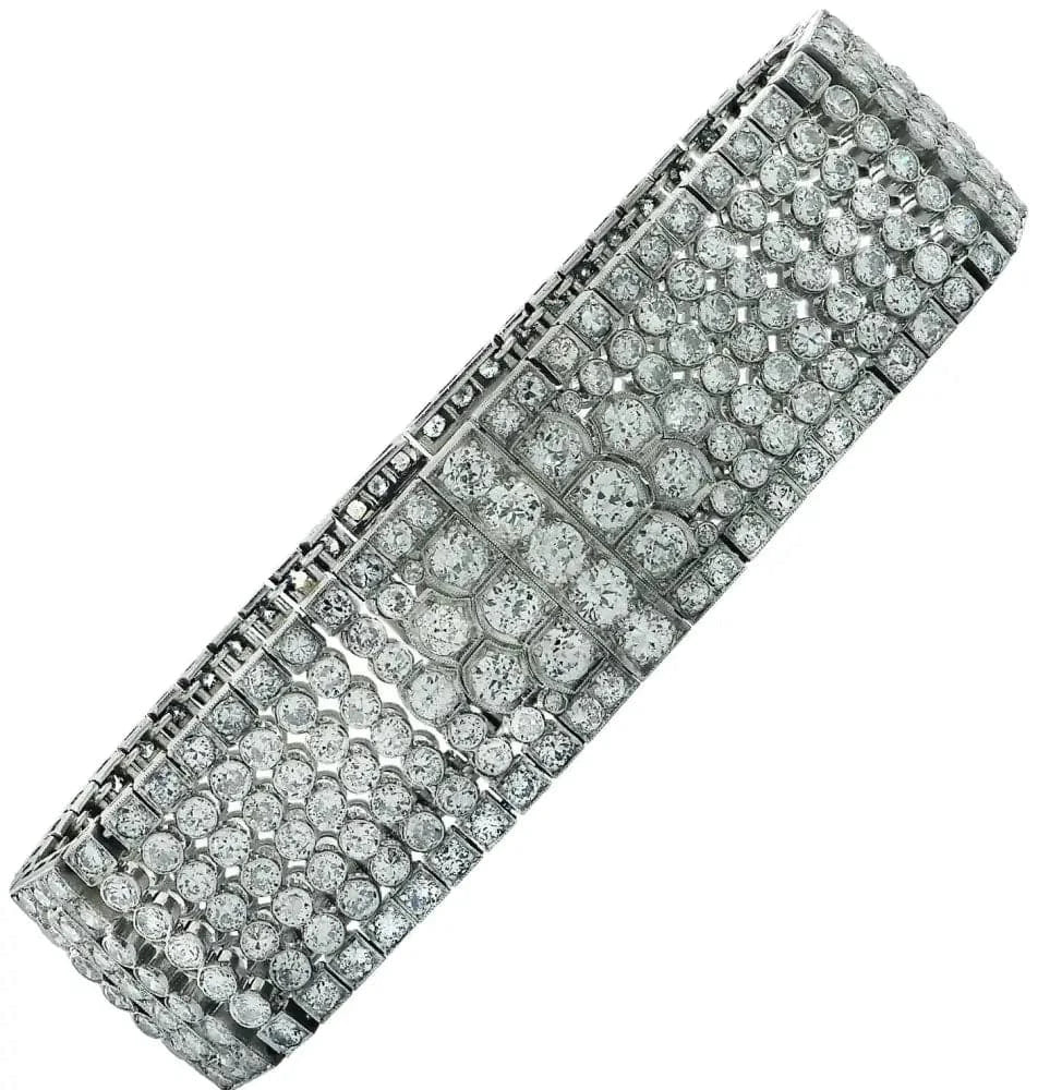 Art Deco 15 Carat Diamond Bangle Bracelet -V36054 - Vivid Diamonds