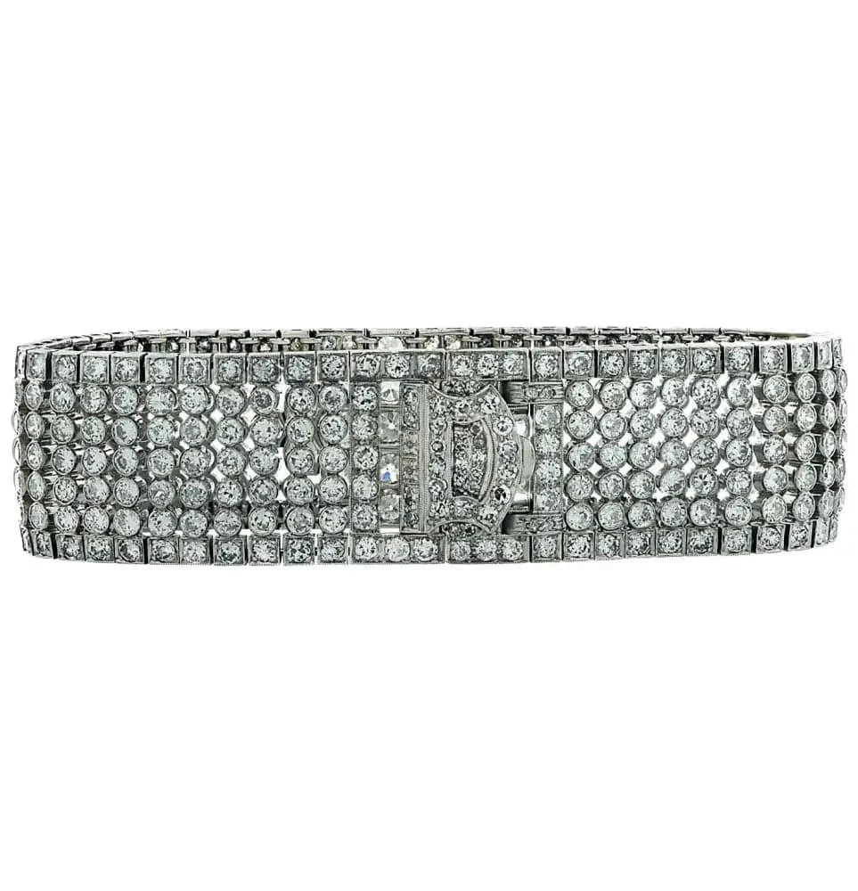 Art Deco 15 Carat Diamond Bangle Bracelet -V36054 - Vivid Diamonds