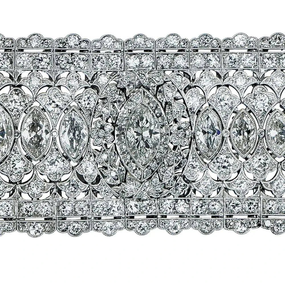 Art Deco 21 Carat Old European Diamond Bracelet -46233