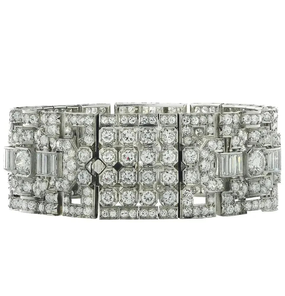 Art Deco 30 Carat Diamond Bangle Bracelet -V36064 - Vivid Diamonds