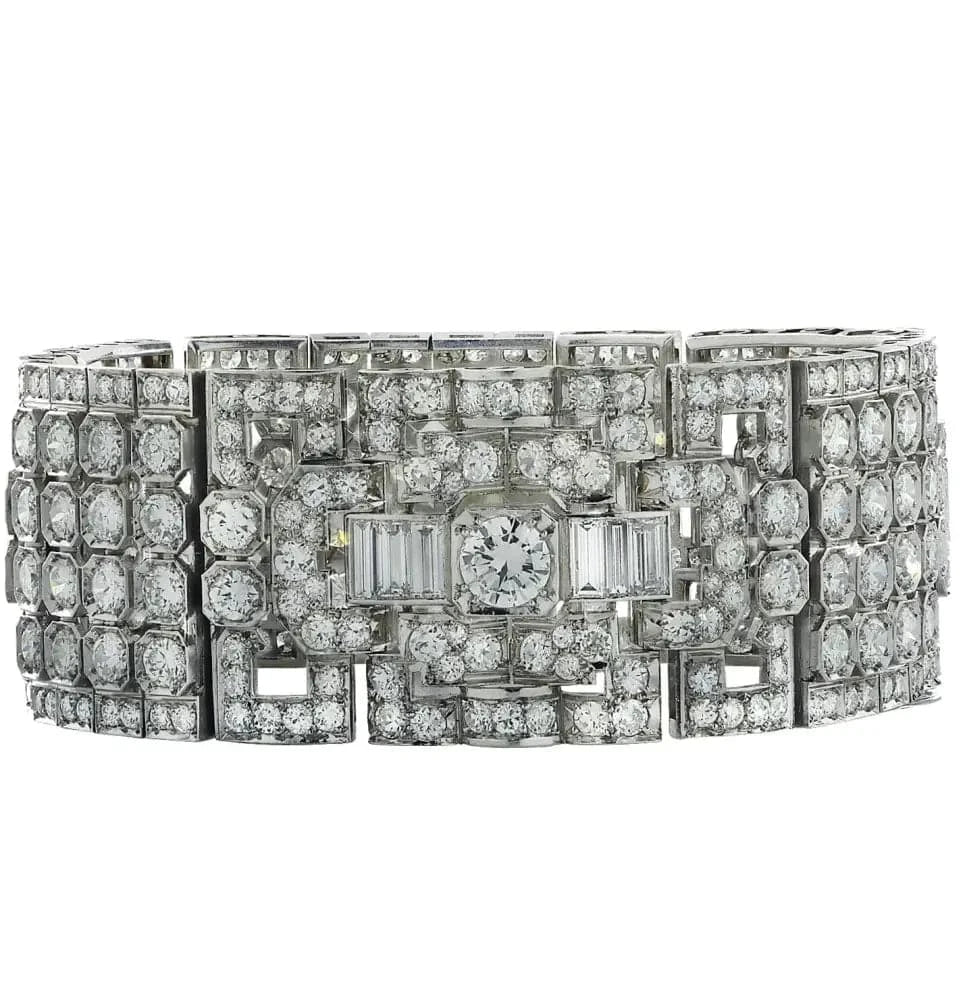 Art Deco 30 Carat Diamond Bangle Bracelet -V36064 - Vivid Diamonds