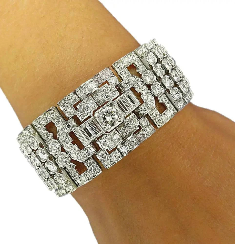 Art Deco 30 Carat Diamond Bangle Bracelet -V36064 - Vivid Diamonds