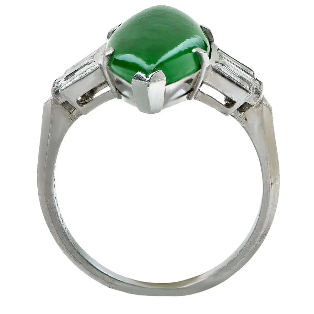 Beautiful Marquise Shape Jade and Diamond Ring- V16451 - Vivid Diamonds