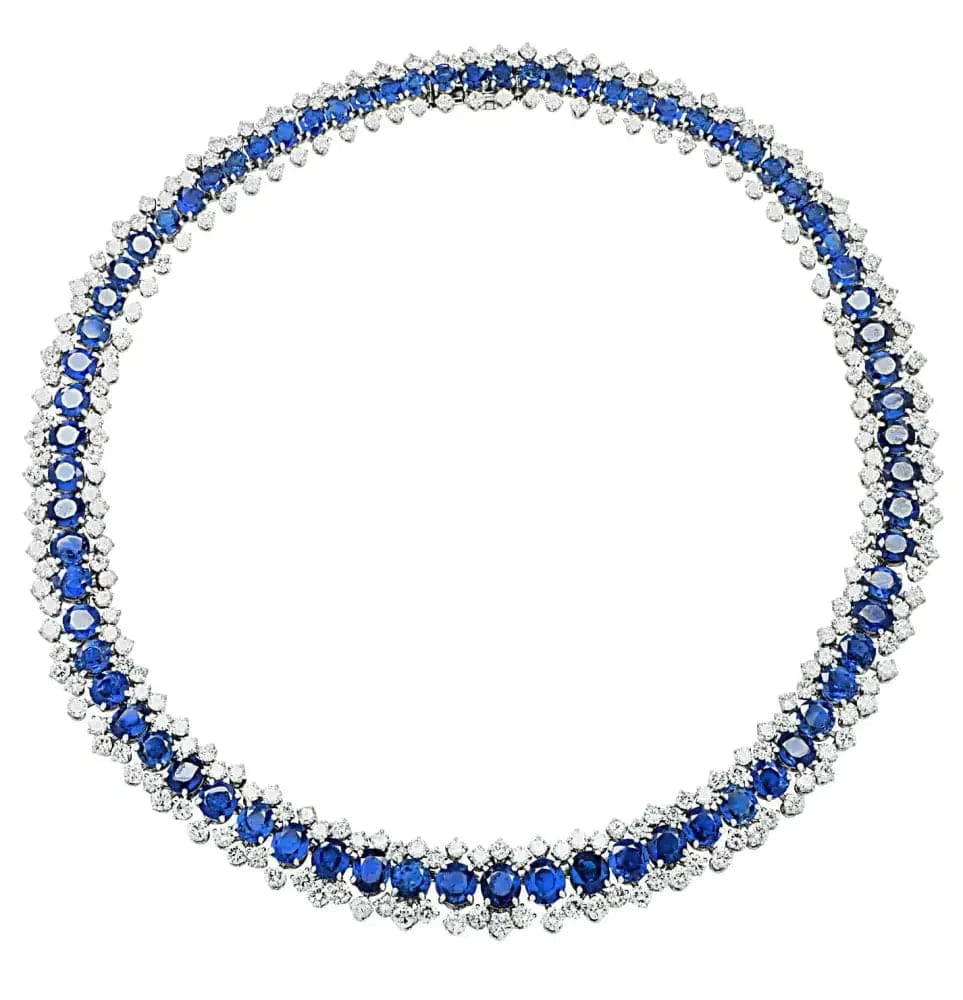 Bvlgari Burma No Heat Sapphire Necklace Earring Bracelet and Ring Suite -V47086 - Vivid Diamonds