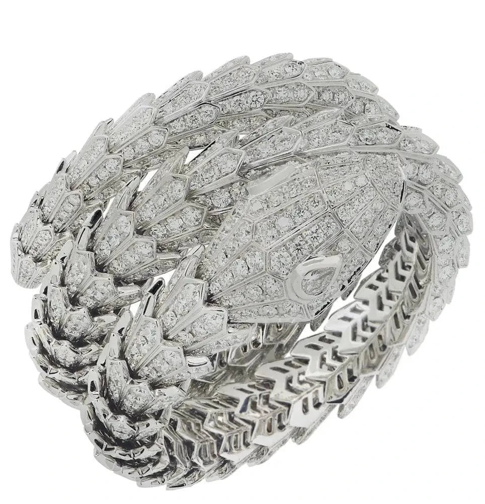 Bvlgari Full Pave Diamond Triple Wrap Serpenti Bracelet -V43642 - Vivid Diamonds