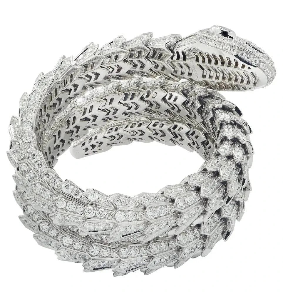 Bvlgari Full Pave Diamond Triple Wrap Serpenti Bracelet -V43642 - Vivid Diamonds