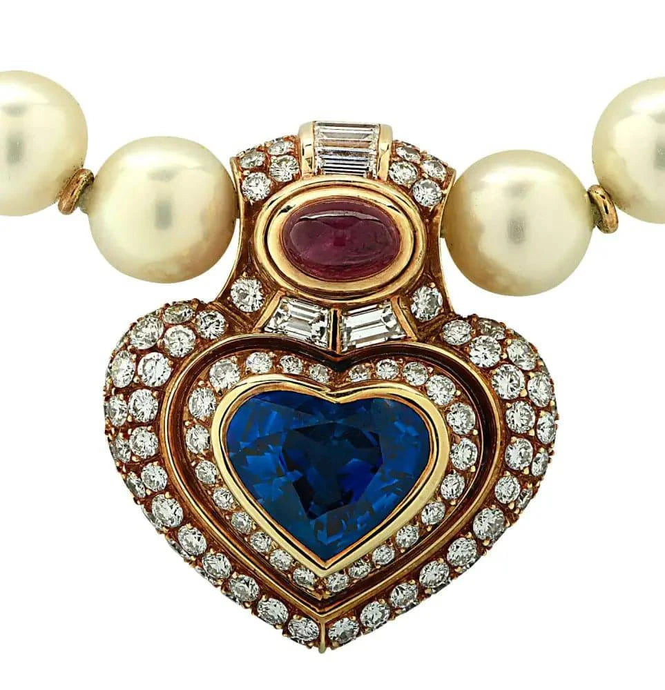 Bvlgari Sapphire Ruby Diamond And Pearl Necklace -V36913