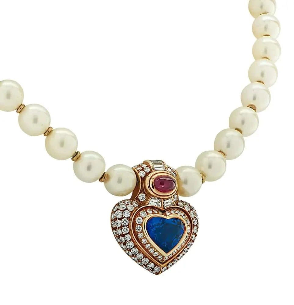 Bvlgari Sapphire Ruby Diamond And Pearl Necklace -V36913