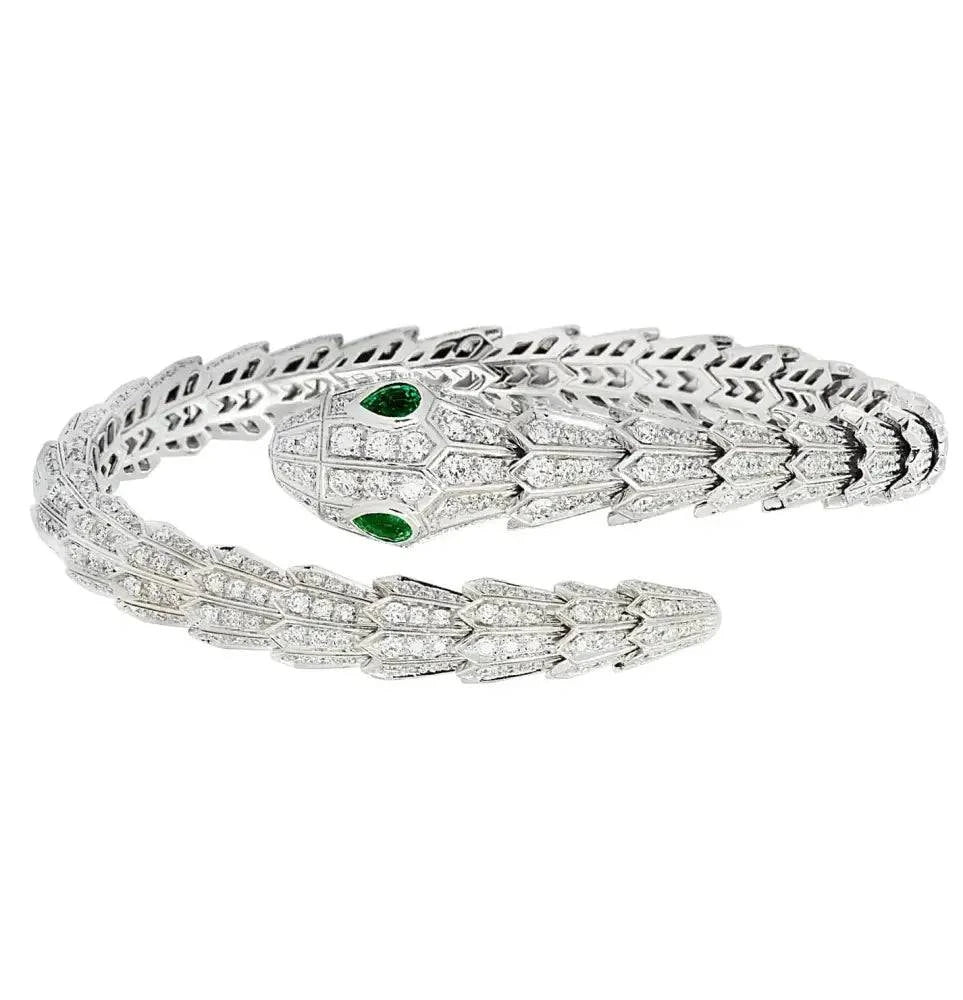 Bvlgari Serpenti Diamond & Emerald Bracelet -V46327 - Vivid Diamonds