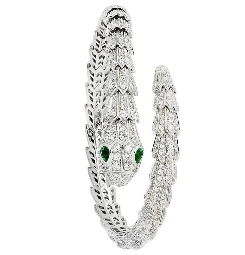 Bvlgari Serpenti Diamond & Emerald Bracelet -V46327 - Vivid Diamonds