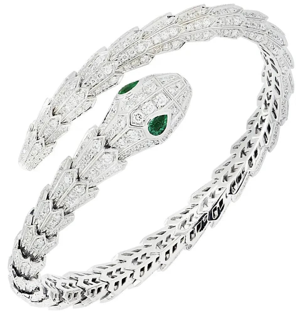 Bvlgari Serpenti Diamond & Emerald Bracelet -V46327 - Vivid Diamonds