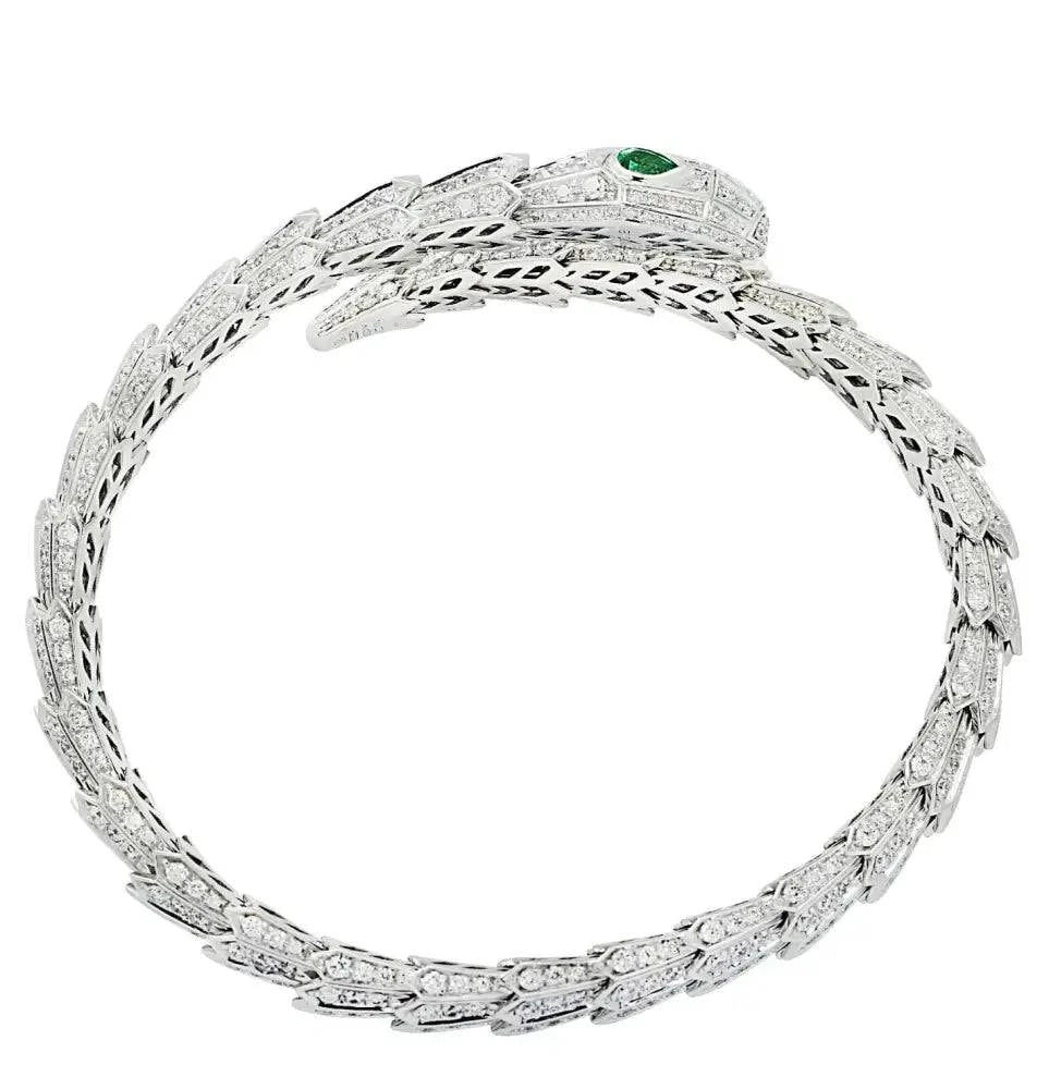 Bvlgari Serpenti Diamond & Emerald Bracelet -V46327 - Vivid Diamonds