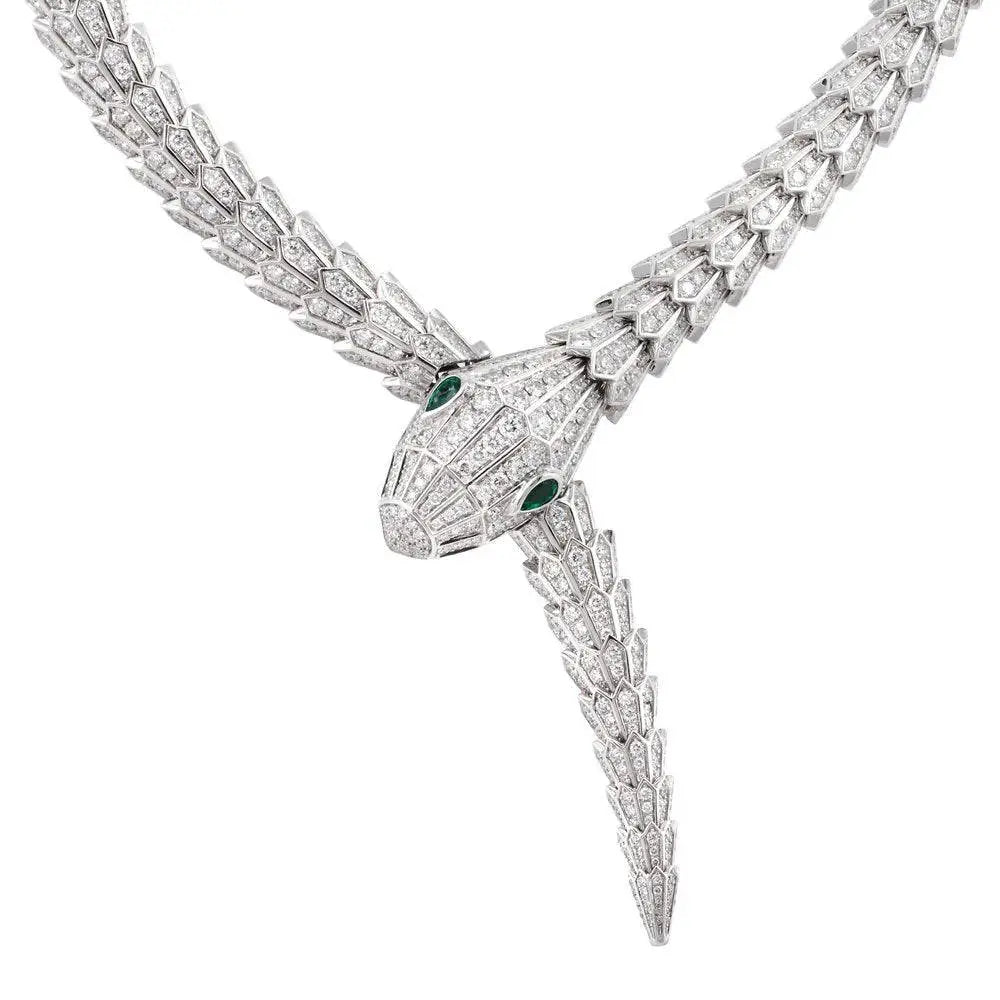 Bvlgari Serpenti Diamond & Emerald Necklace -V47087 - Vivid Diamonds