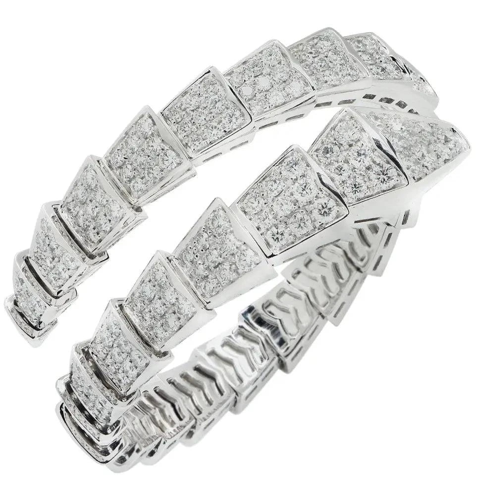 Bvlgari Serpenti Diamond Single Coil Viper Bangle  Bracelet-V43638 - Vivid Diamonds