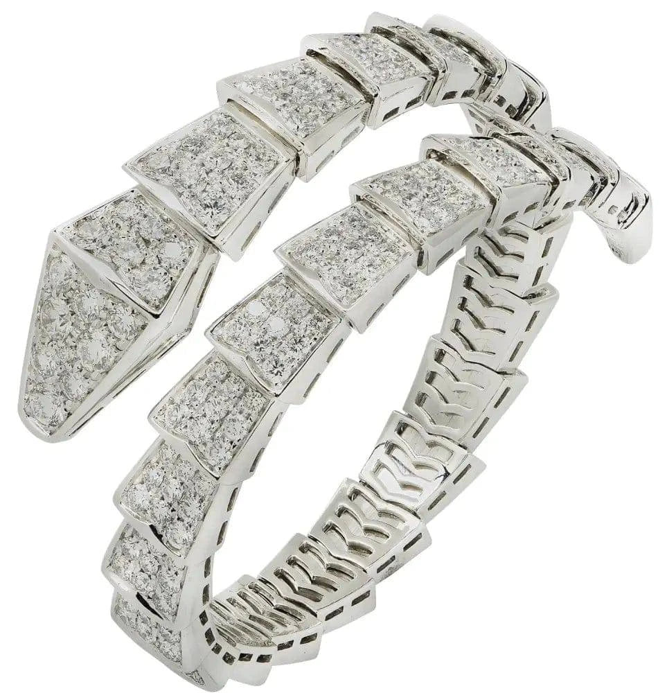 Bvlgari Serpenti Diamond Single Coil Viper Bangle  Bracelet-V43638 - Vivid Diamonds