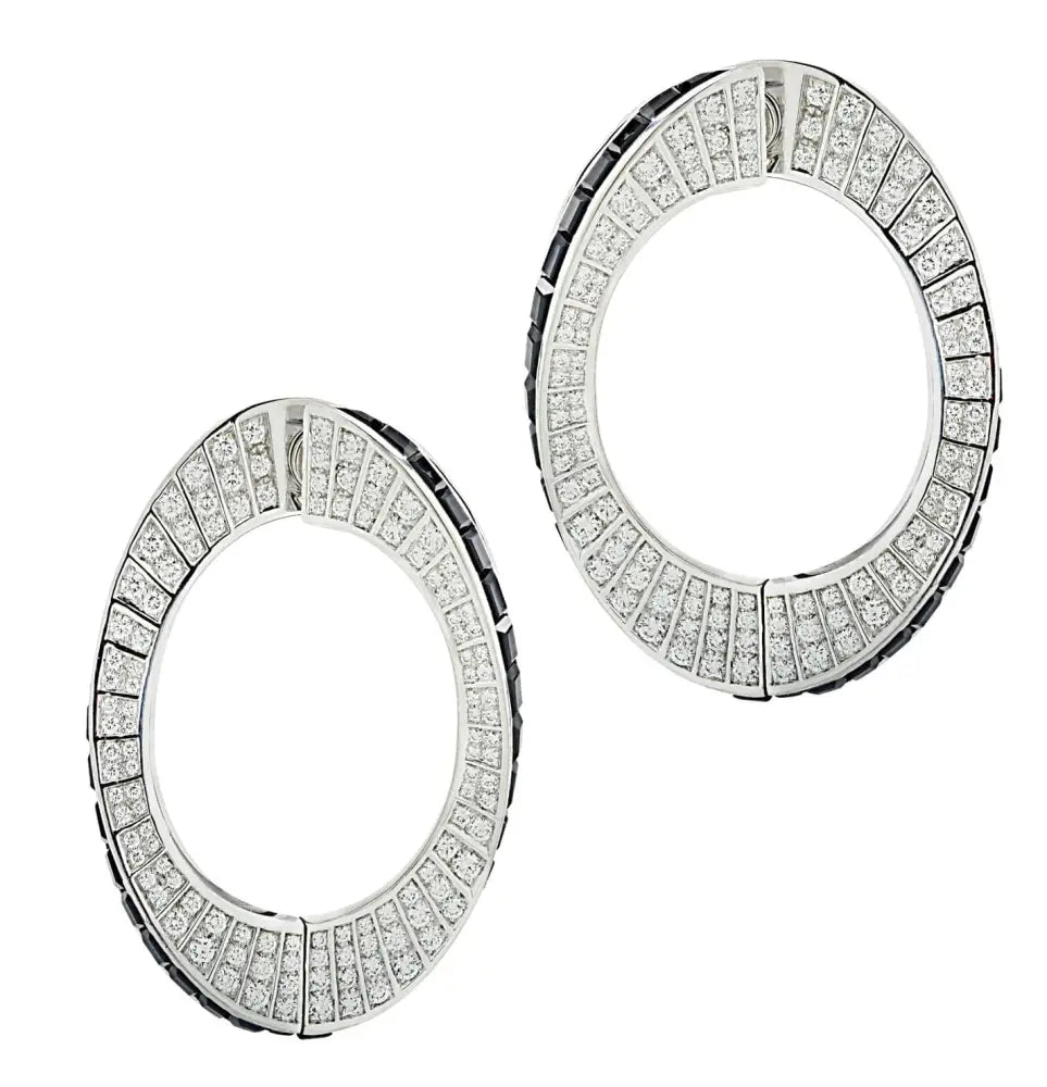 Cartier 2.25 Carat Diamond & Onyx Hoop Earrings -V46189