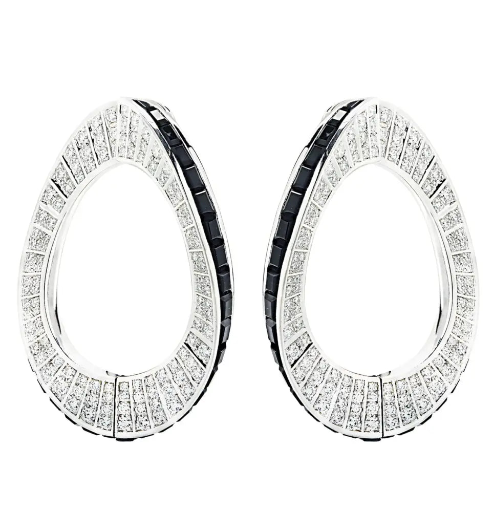 Cartier 2.25 Carat Diamond & Onyx Hoop Earrings -V46189