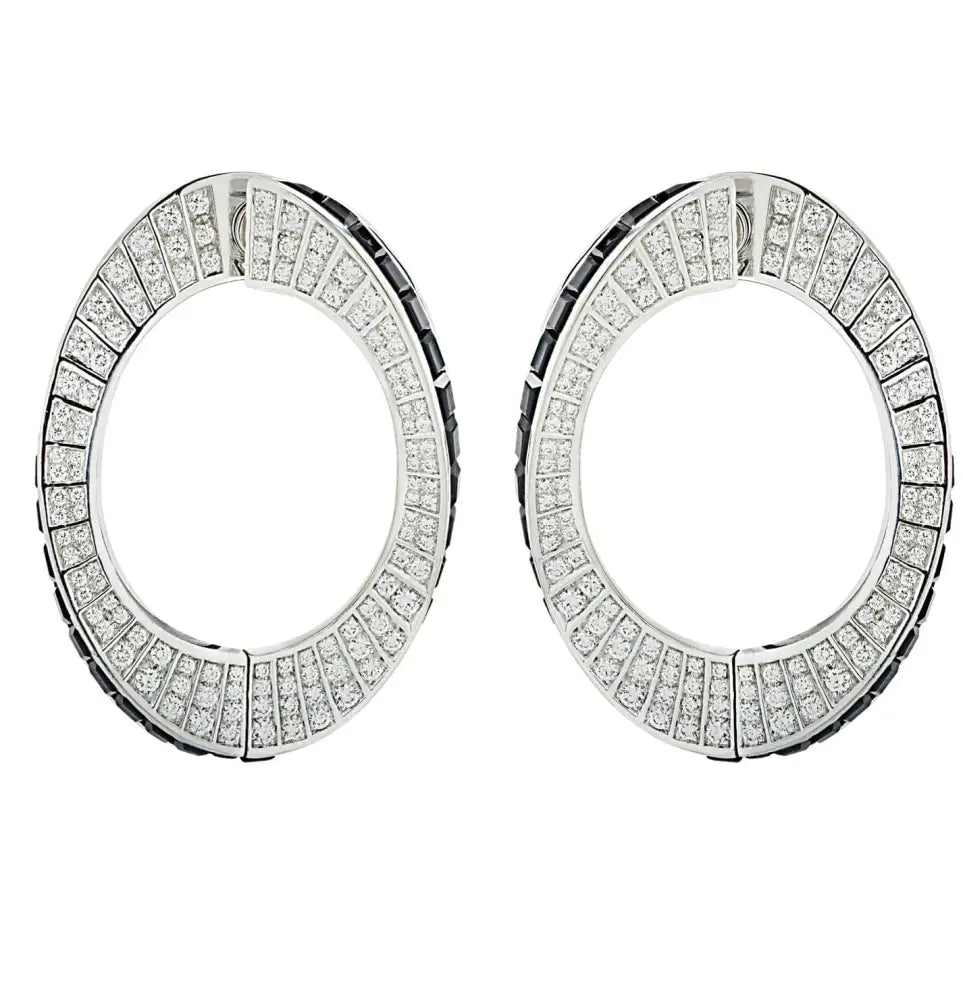 Cartier 2.25 Carat Diamond & Onyx Hoop Earrings -V46189