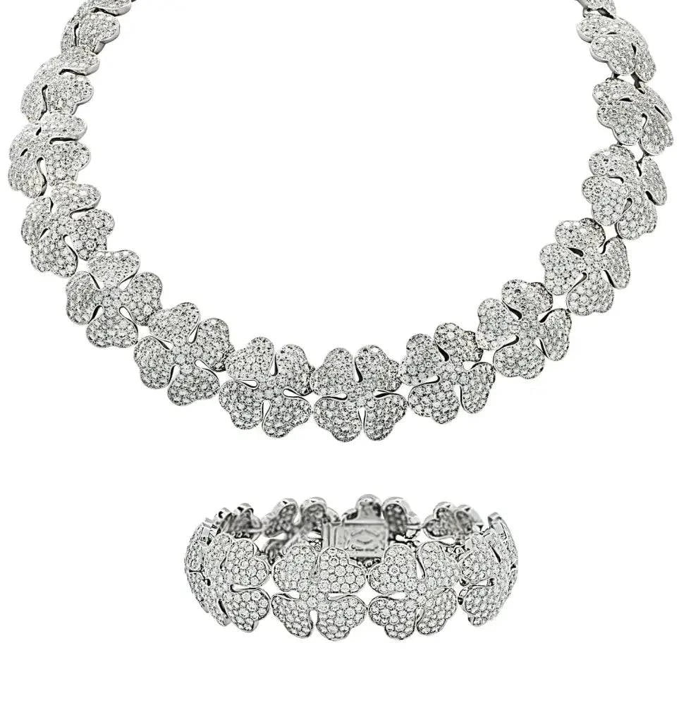 Cartier Pave Diamond Clover Necklace and Diamond Suite -V45691 - Vivid Diamonds