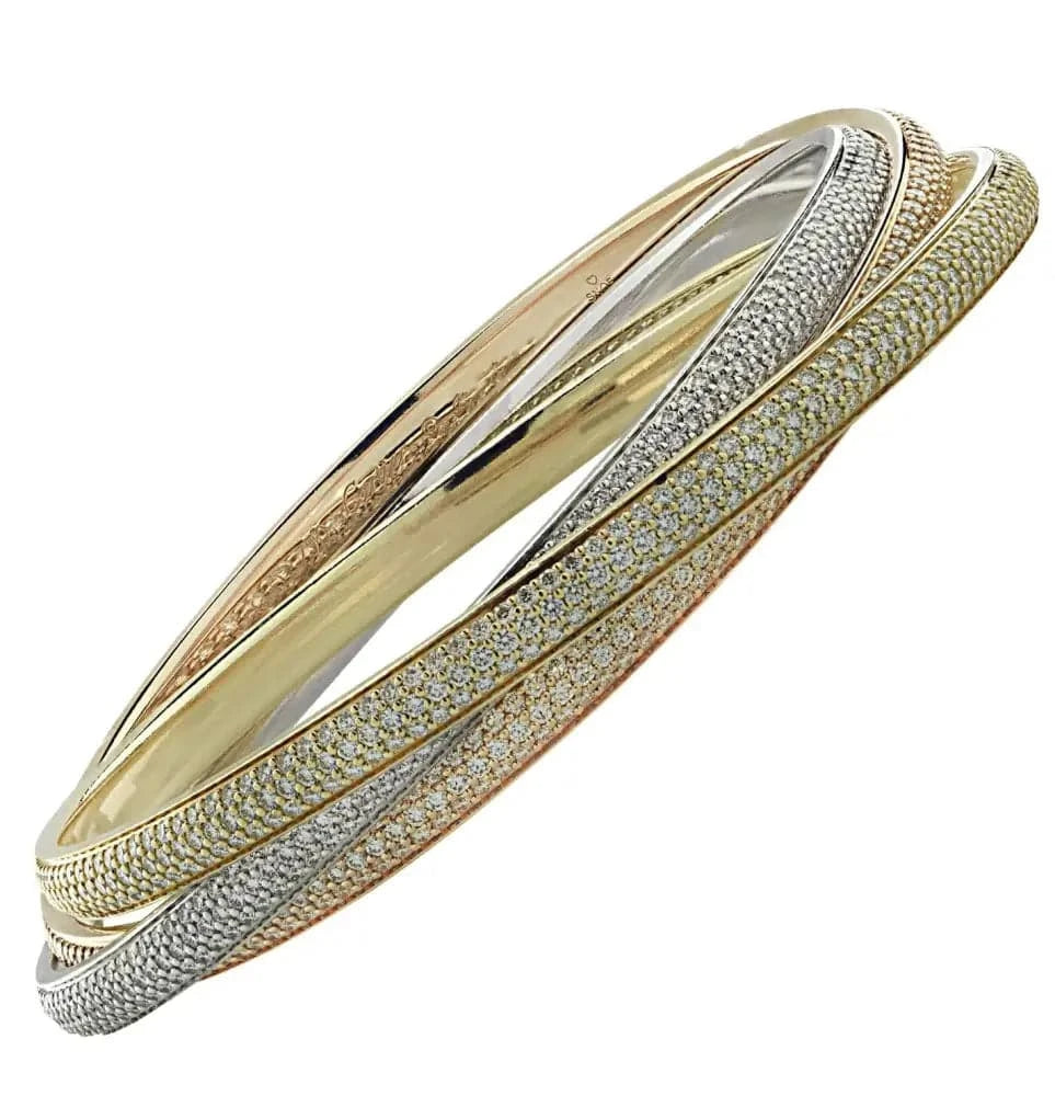 Cartier Trinity 18K Yellow, Rose and White Gold Diamond Bracelet- V38790 - Vivid Diamonds