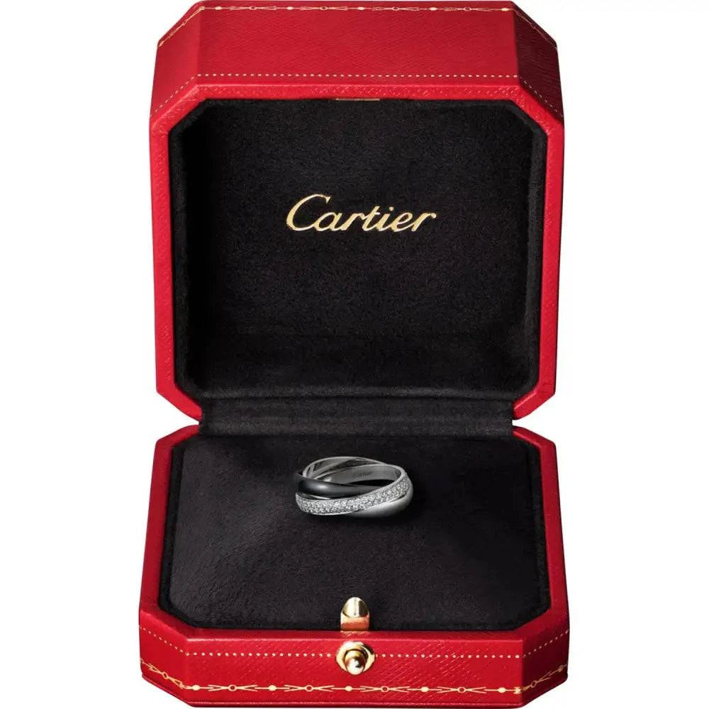 Cartier Trinity De Cartier 18 Karat Diamond White Gold and Ceramic Ring –V20346 - Vivid Diamonds