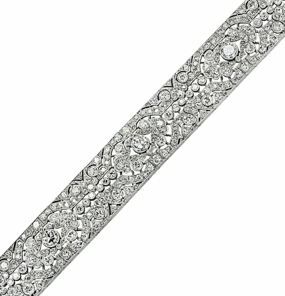 Circa 1920’s Art Deco 21.83 Carat Diamond Bracelet -V41581 - Vivid Diamonds