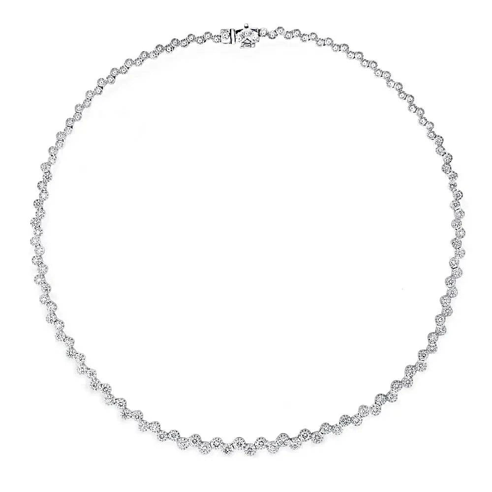 Diamond Necklace in 18K White Gold – 5ct Round Brilliant Diamonds – V47174 - Vivid Diamonds