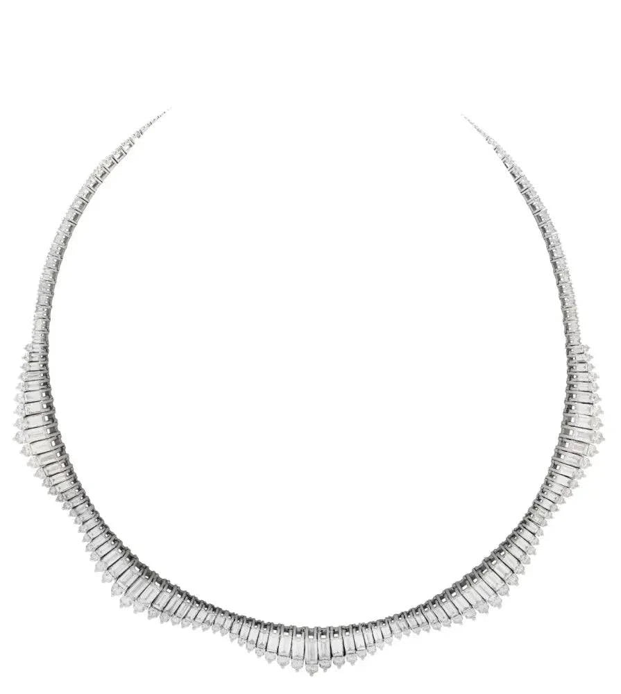 Elegant Baguette Diamond Necklace - V48575